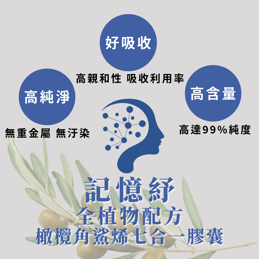 記憶紓全植物配方橄欖角鯊烯七合一膠囊特色